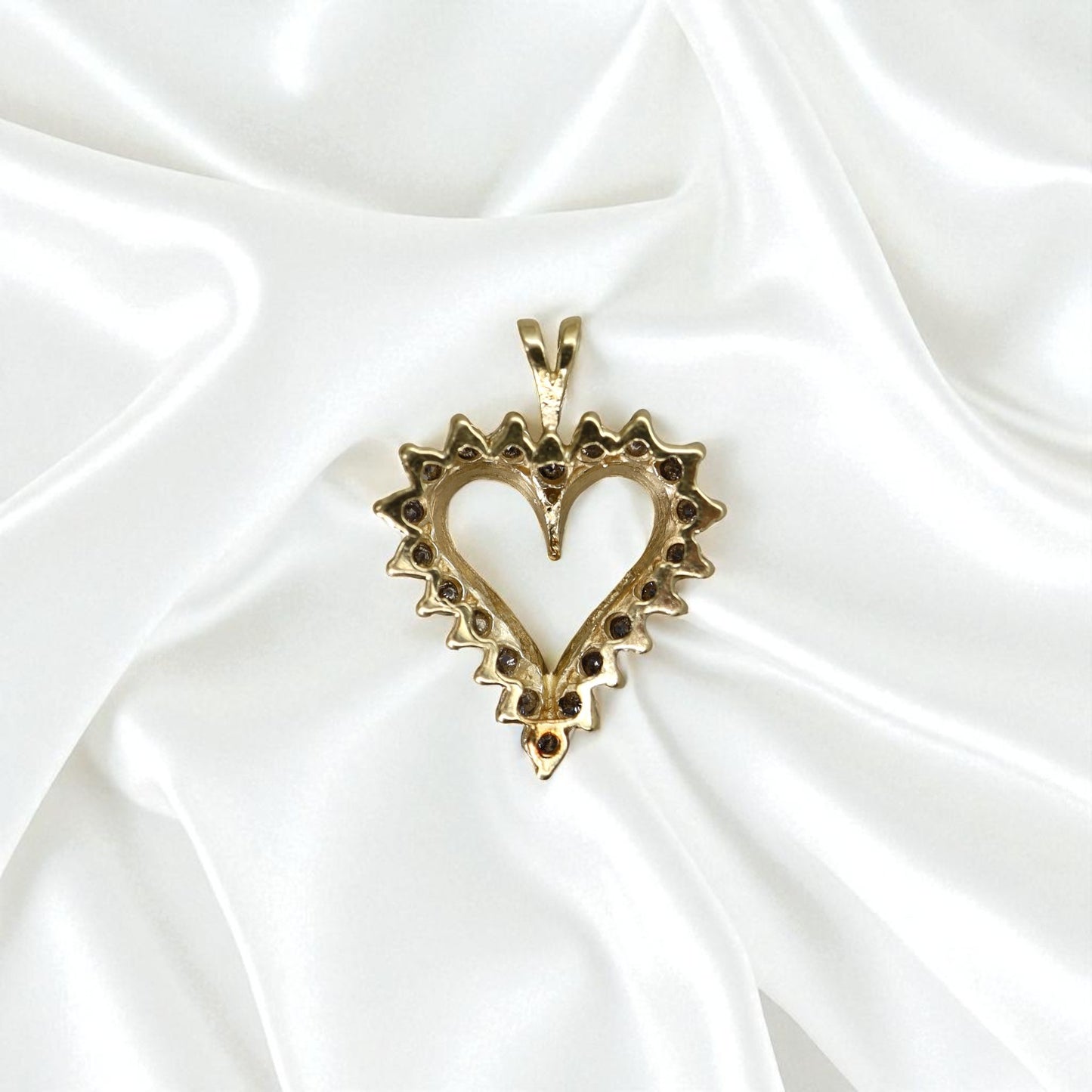 Vintage 14k Gold Heart Pendant Collection – Diamond, Emerald, and Ruby Hearts, Circa 1980–1990s - Petra Star