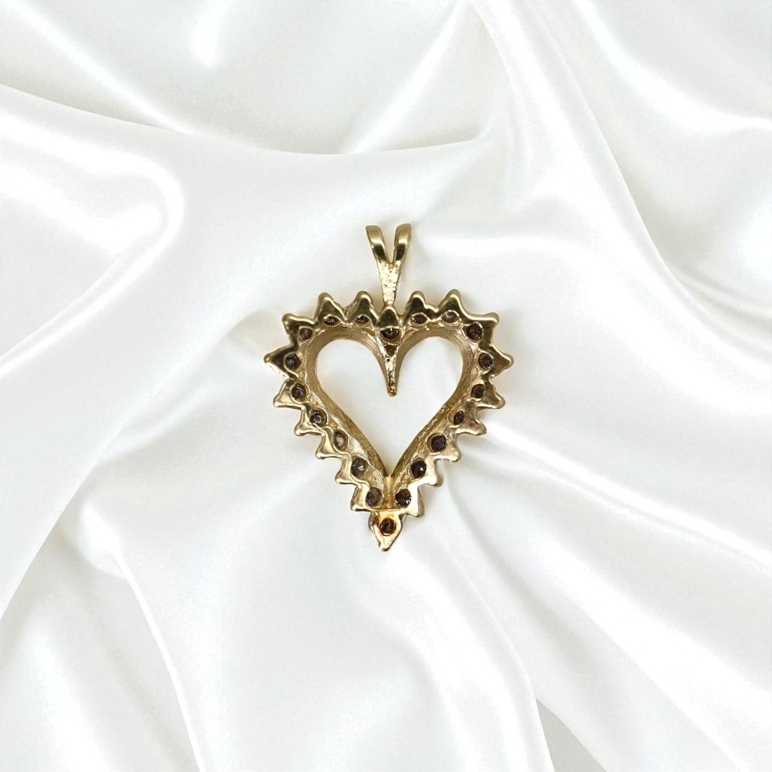 Vintage 14k Gold Heart Pendant Collection – Diamond, Emerald, and Ruby Hearts, Circa 1980–1990s - Petra Star