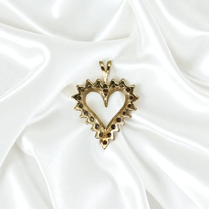 Vintage 14k Gold Heart Pendant Collection – Diamond, Emerald, and Ruby Hearts, Circa 1980–1990s - Petra Star