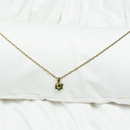 14k Gold Emerald Pendant Necklace, Circa 1990s - Petra Star