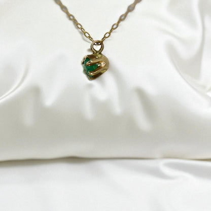 14k Gold Emerald Pendant Necklace, Circa 1990s - Petra Star