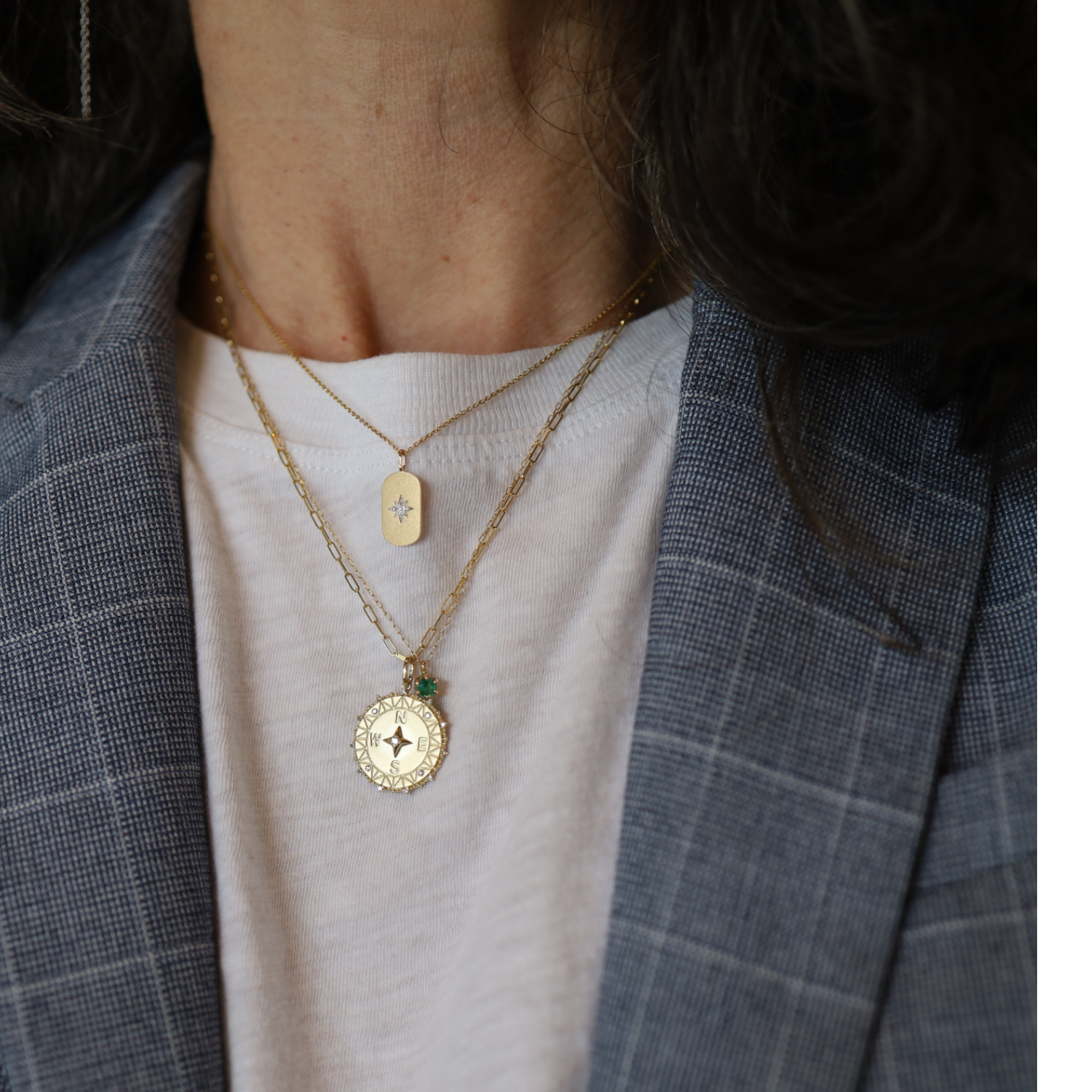 14k Gold Emerald Pendant Necklace, Circa 1990s - Petra Star