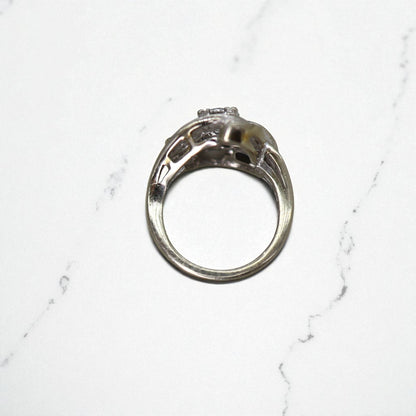 Vintage Diamond Retro Cocktail Ring – 14k White Gold Cluster Statement - Petra Star