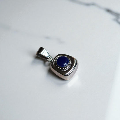 Estate Silver Lapis Ring, Blue Enamel Earrings & Pendant Set – Modernist Design, Circa 1990