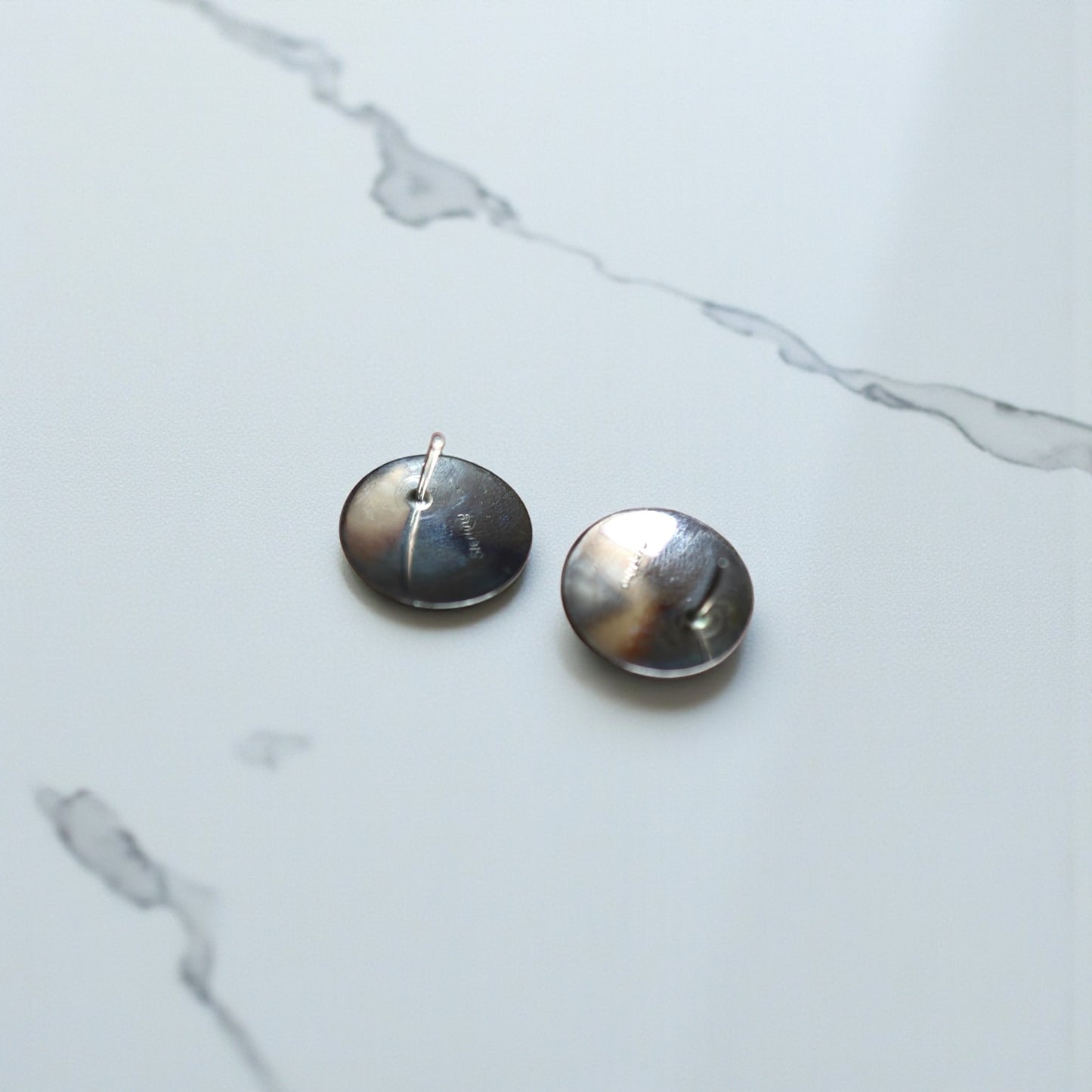 Estate Silver Lapis Ring, Blue Enamel Earrings & Pendant Set – Modernist Design, Circa 1990