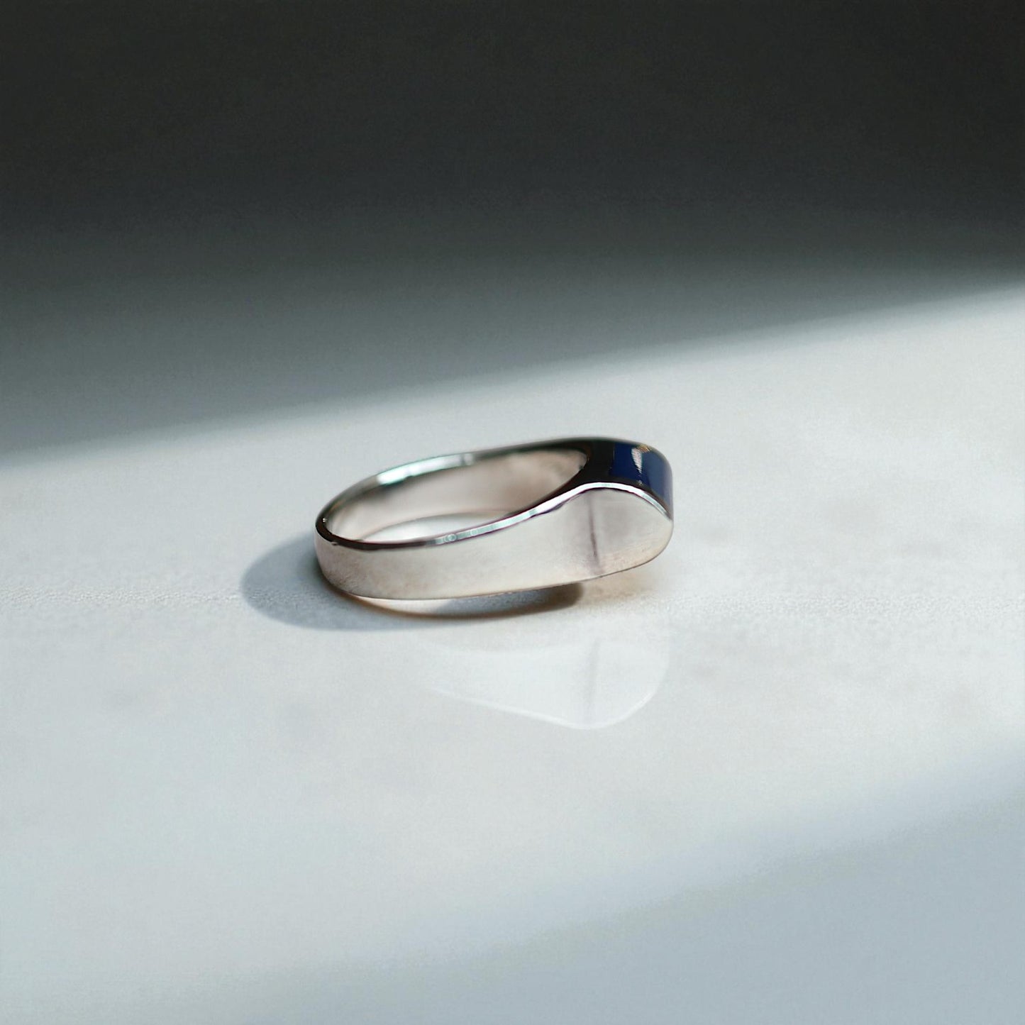 Estate Silver Lapis Ring, Blue Enamel Earrings & Pendant Set – Modernist Design, Circa 1990