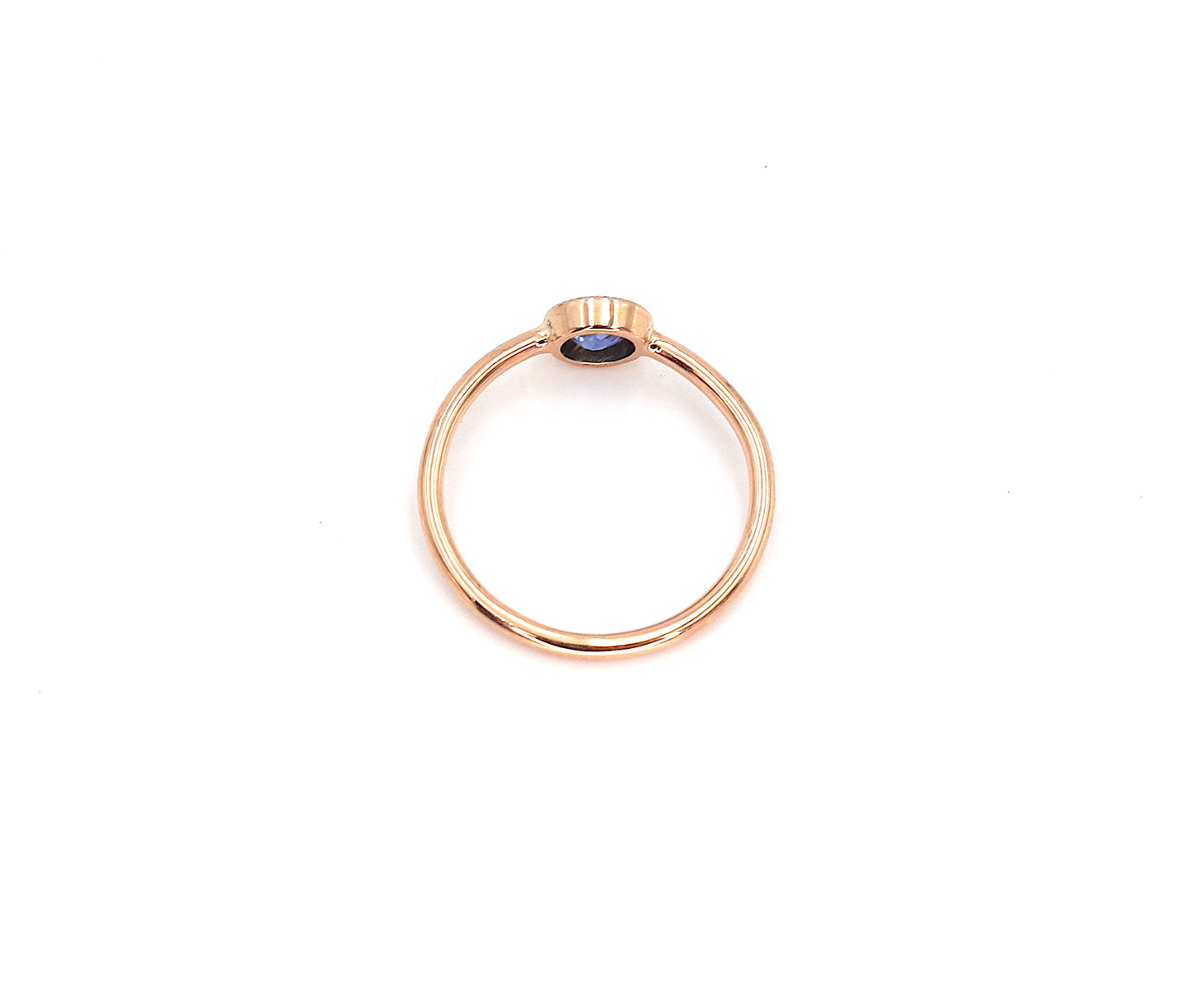 Anillo de zafiro con borde de moneda / Solitario minimalista / Anillo de zafiro con bisel en oro de 14 k