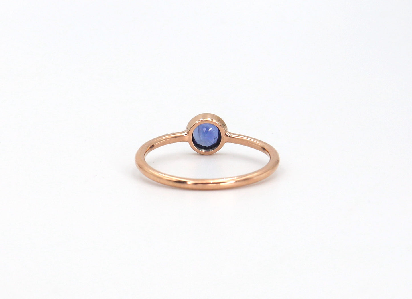 Coin Edged Sapphire Ring /Minimalist Solitaire / 14k Gold Sapphire Ring Bezel Se