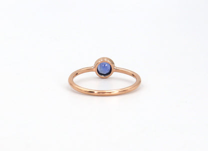 Coin Edged Sapphire Ring /Minimalist Solitaire / 14k Gold Sapphire Ring Bezel Se