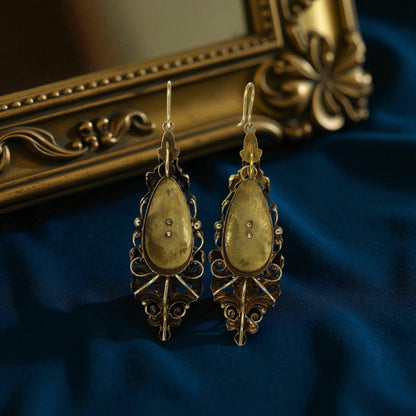 Victorian Turquoise Earrings in 18k Yellow Gold
