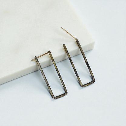 22k/18k Gold & Oxidized Silver Contemporary Hoops