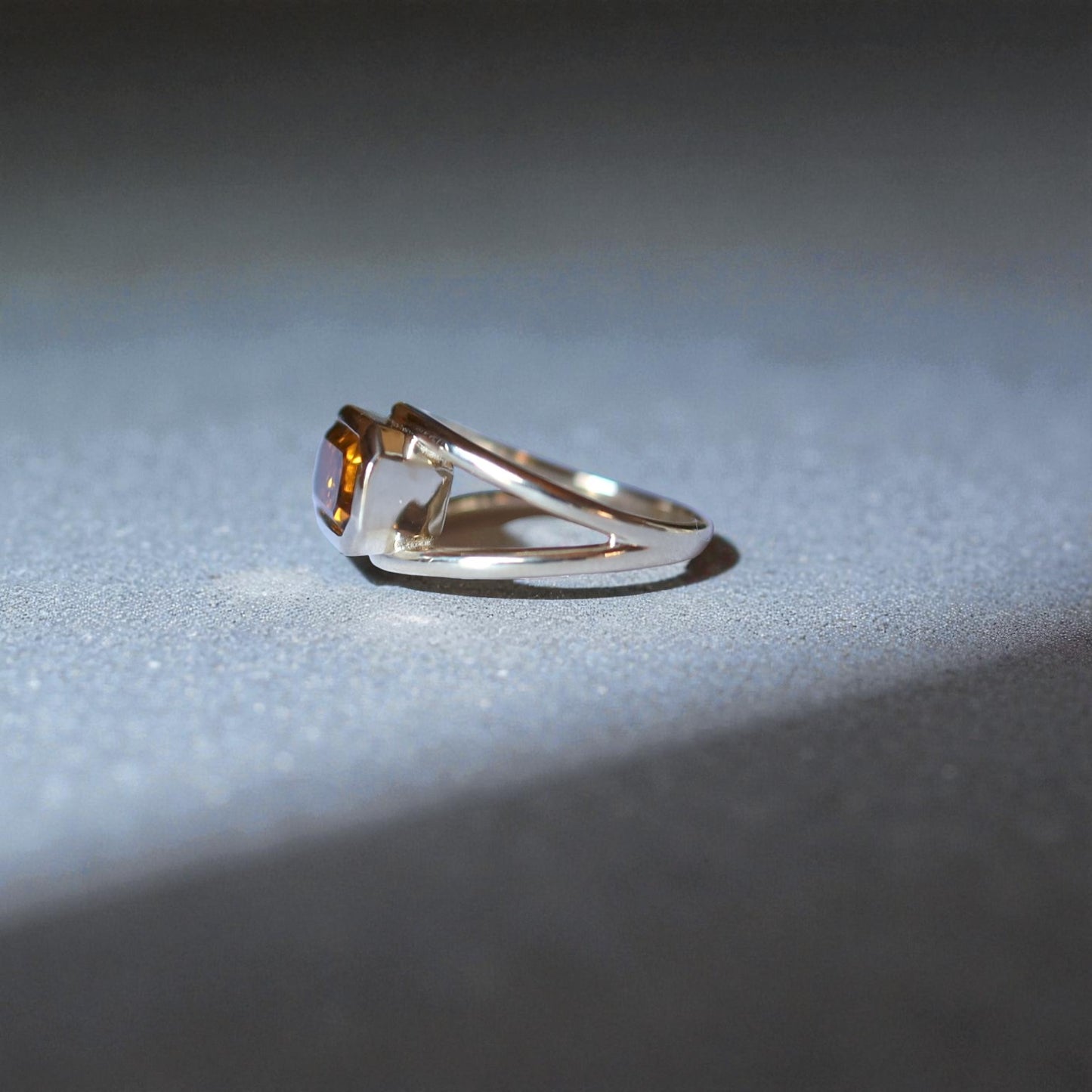 Ethically Mined Emerald Cut Orange Tourmaline Ring in 14k Yellow Gold