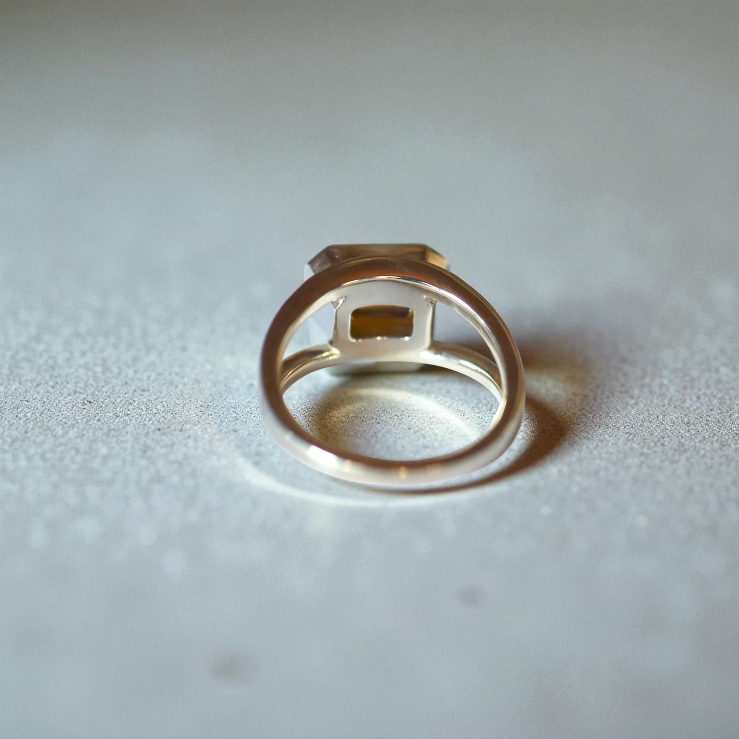 Ethically Mined Emerald Cut Orange Tourmaline Ring in 14k Yellow Gold