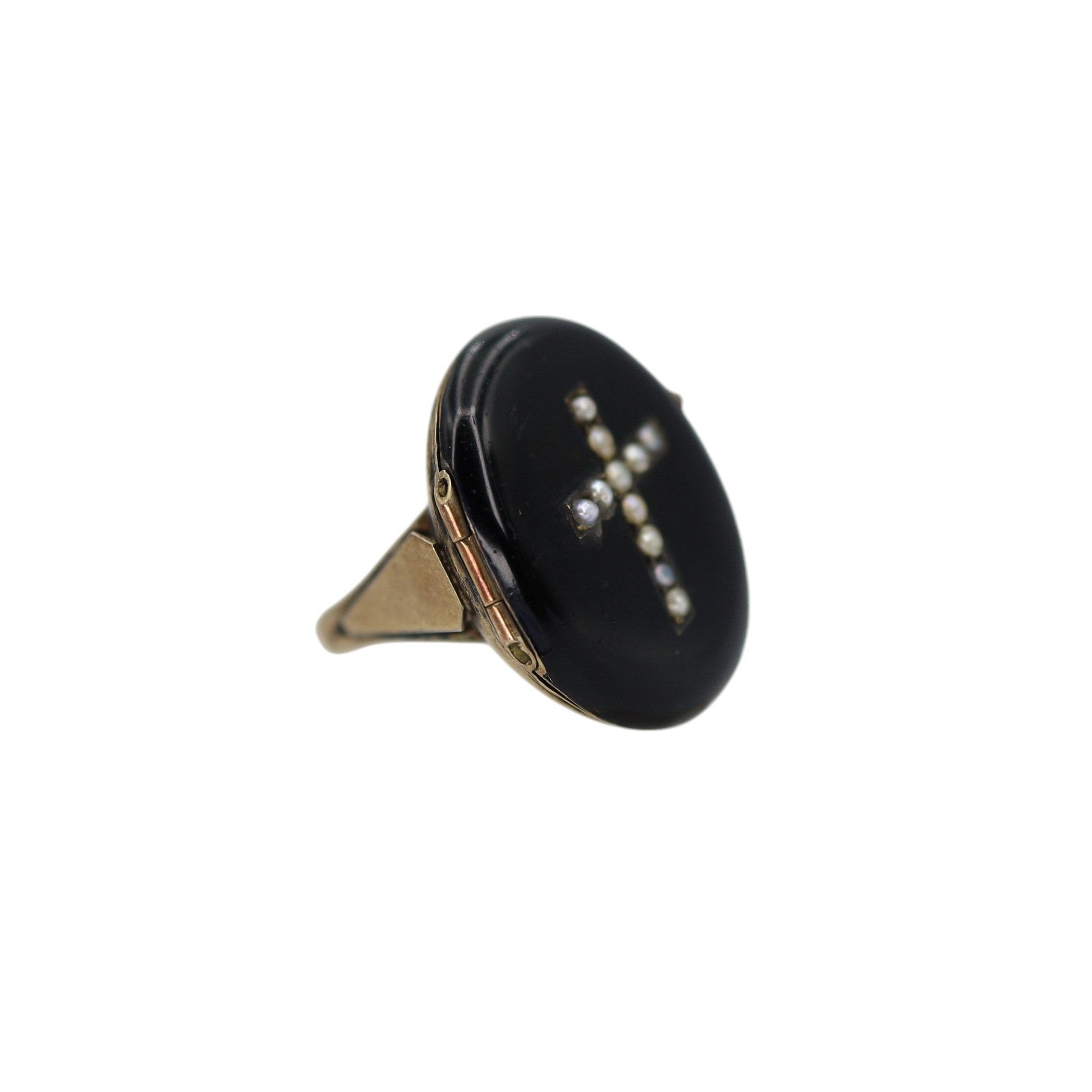 Large Victorian silver locket ring with intricate Victorian design, crafted by The Vintage Vault, featuring a detailed antique style.