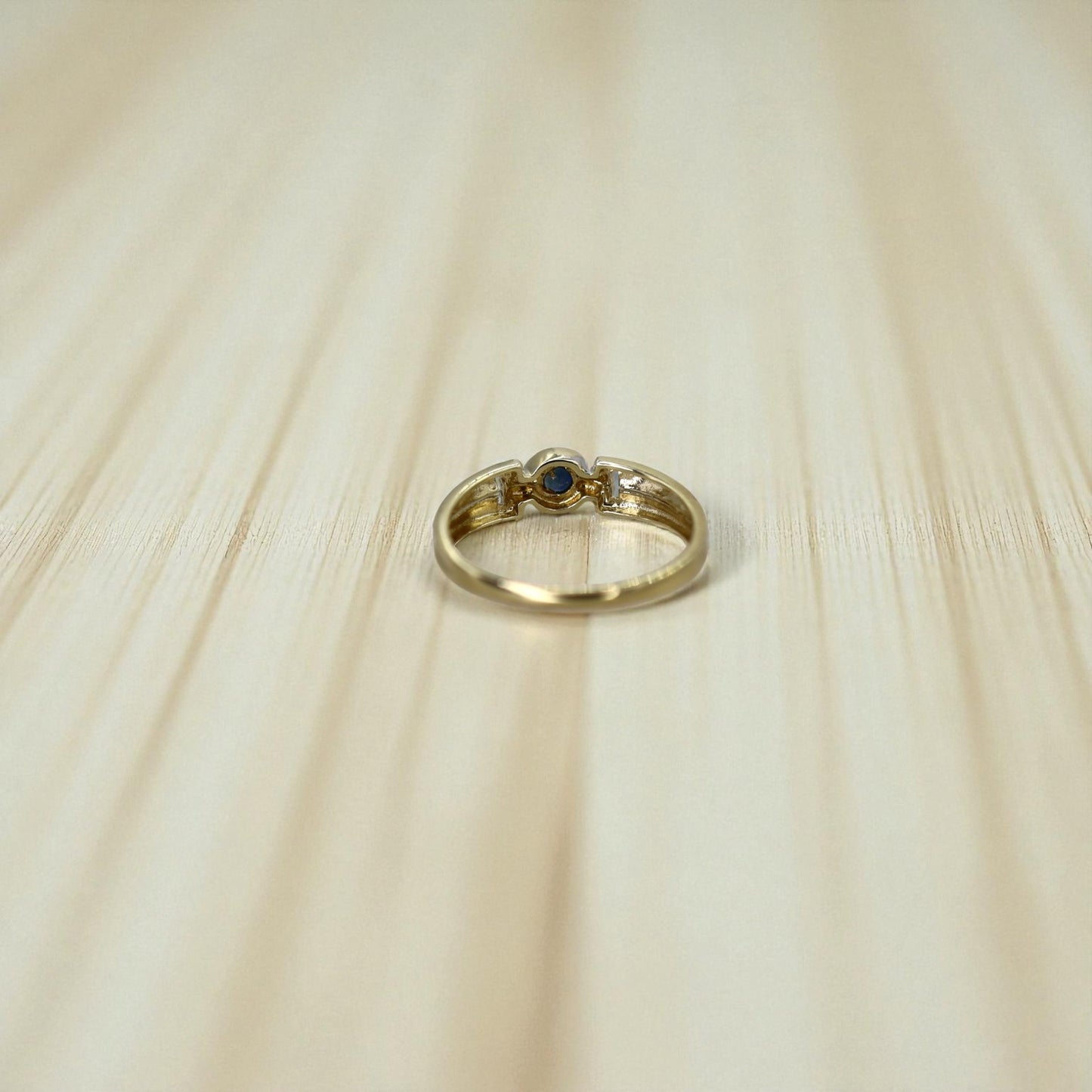 Mid-Century Sapphire Ring – 8k Yellow & White Gold, Marked 333, Size 9