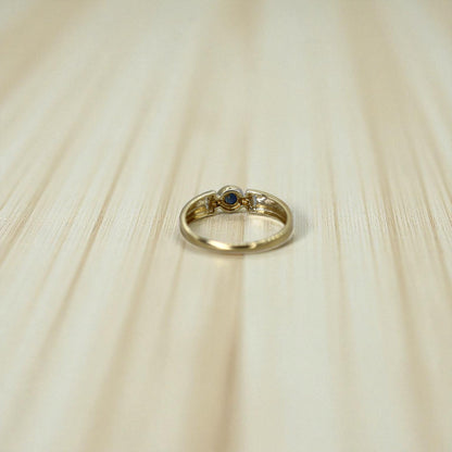 Mid-Century Sapphire Ring – 8k Yellow & White Gold, Marked 333, Size 9
