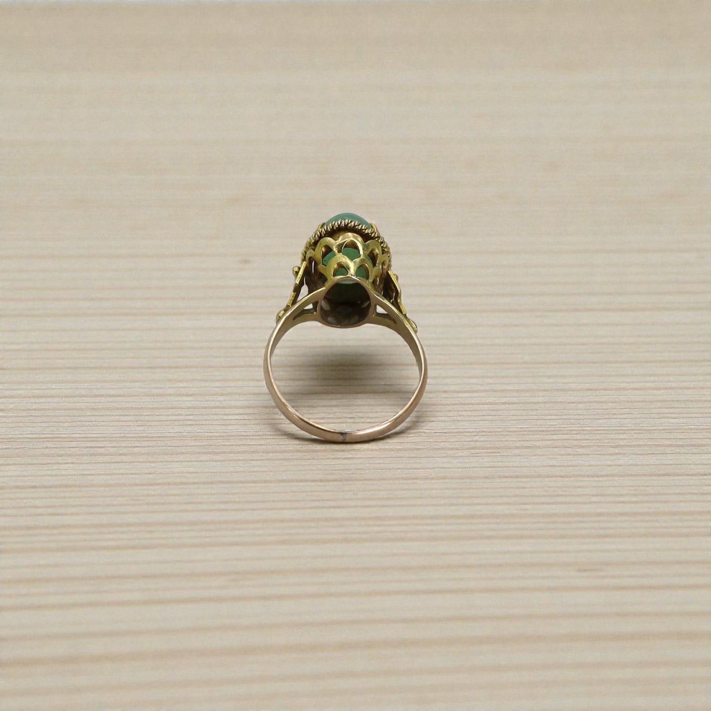 Mid Century Jade Ring in 14k Gold