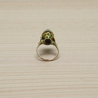 Mid Century Jade Ring in 14k Gold