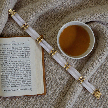 Lavender Jade Mid‑Century 14k Gold Double Row Bracelet 7.5 Inch