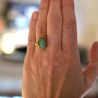 Mid Century Jade Ring in 14k Gold