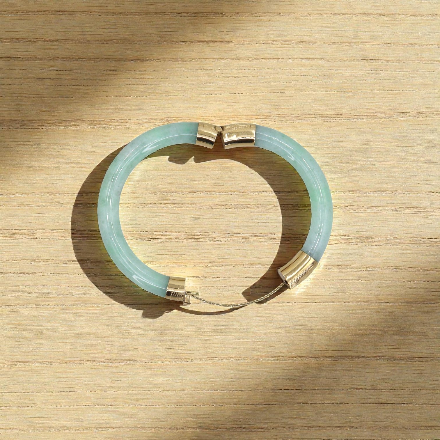 Vintage Jade Bracelet Hinged Bangle 14k Gold - Petra Star