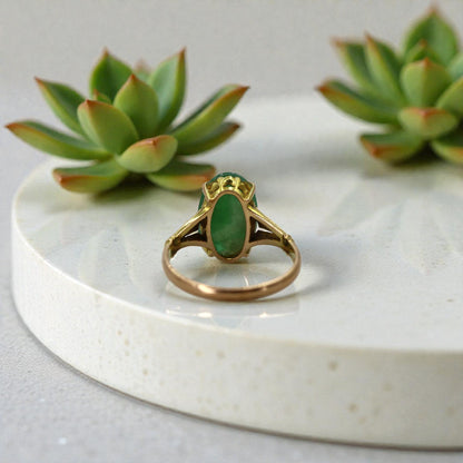 Art Deco Jade Ring in 14k Gold
