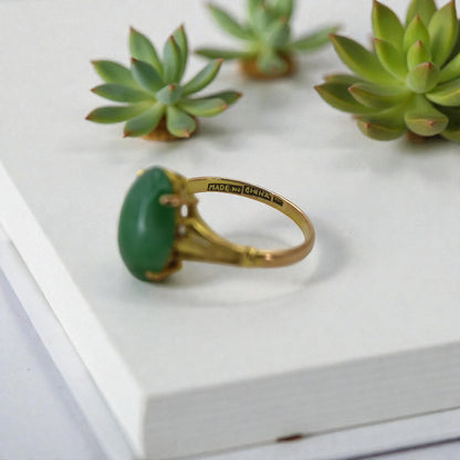 Art Deco Jade Ring in 14k Gold