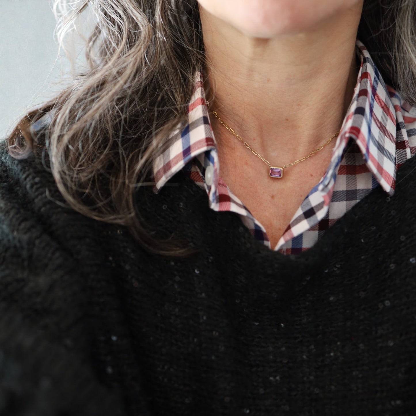 Pink Sapphire Necklace in 14k Yellow Gold - Petra Star