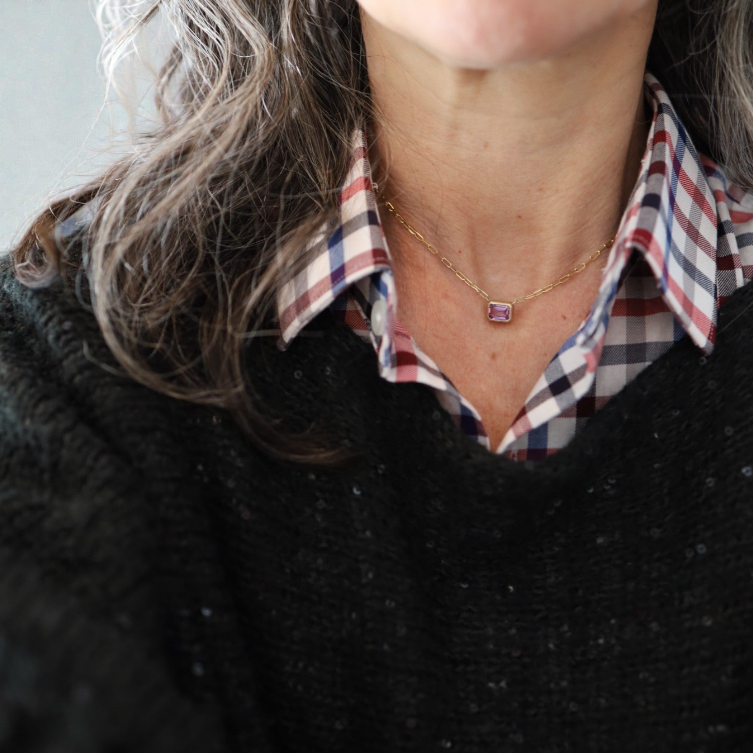 Pink Sapphire Necklace in 14k Yellow Gold - Petra Star