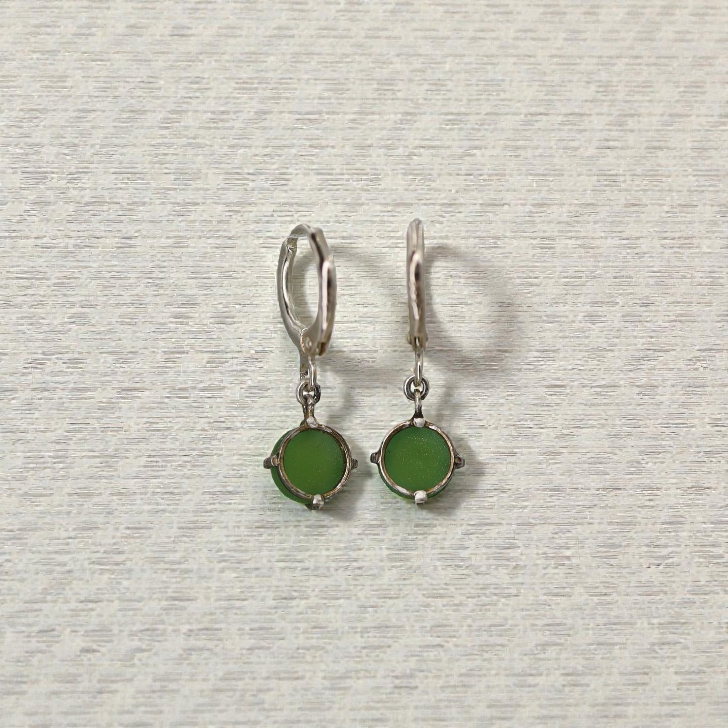 Art Deco Chrysoprase & Silver Drop Earrings