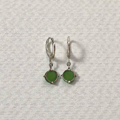 Art Deco Chrysoprase & Silver Drop Earrings