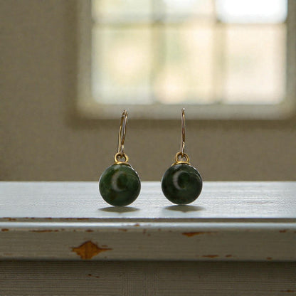 Vintage Jade & 14k Gold Drop Earrings