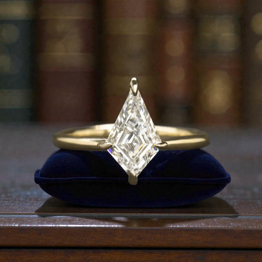 Kite Shape Diamond Solitaire in 14k Yellow Gold