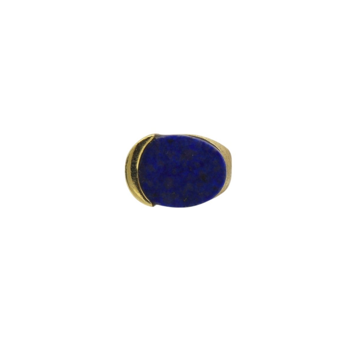 Contemporary Asymmetrical Lapis Lazuli Ring set in 14k Yellow Gold