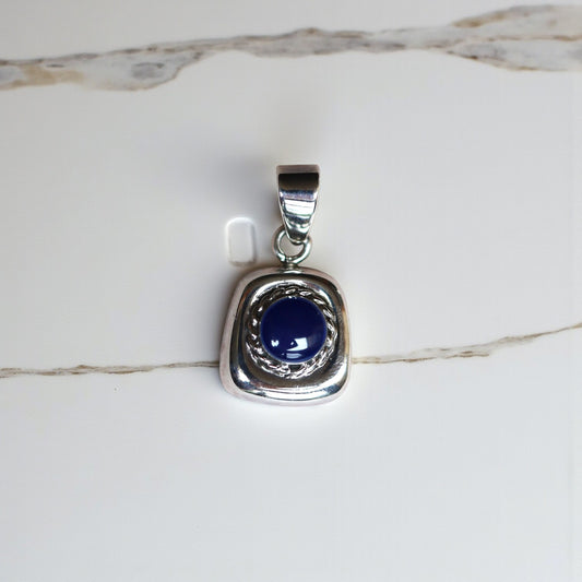 Estate Silver Lapis Ring, Blue Enamel Earrings & Pendant Set – Modernist Design, Circa 1990