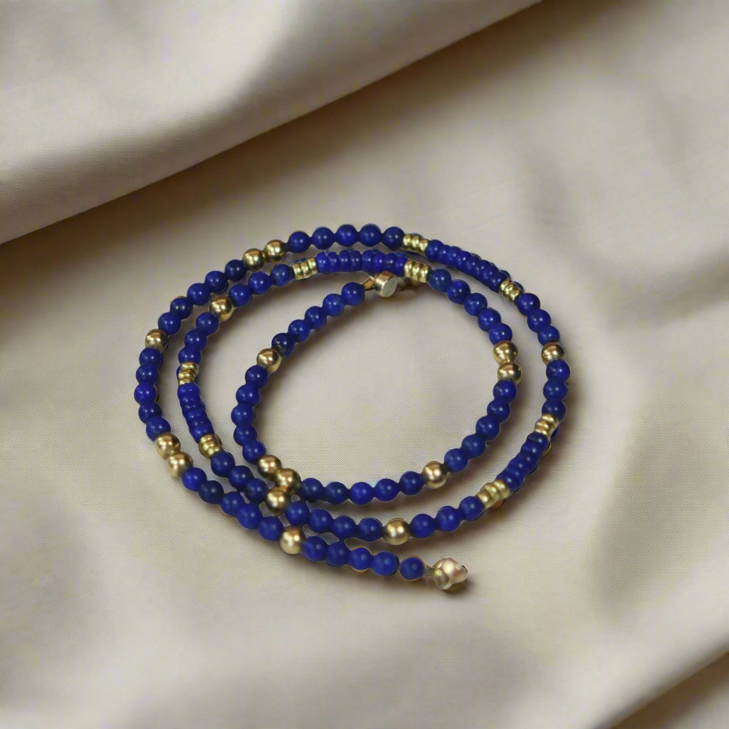 Lapis and 14k Gold Bead Necklace - Petra Star