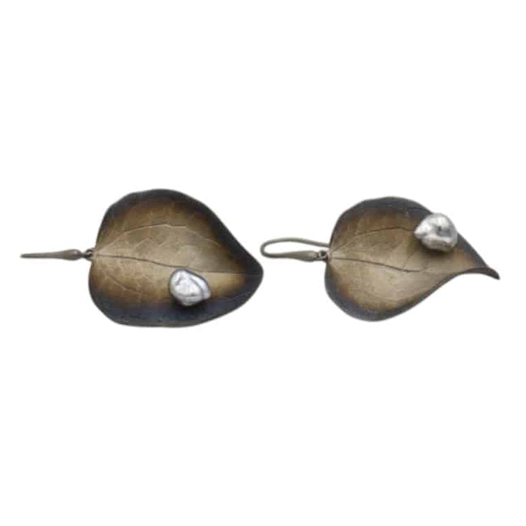Handcrafted Keshi Pearl Drop Earrings in Silver - Petra Star