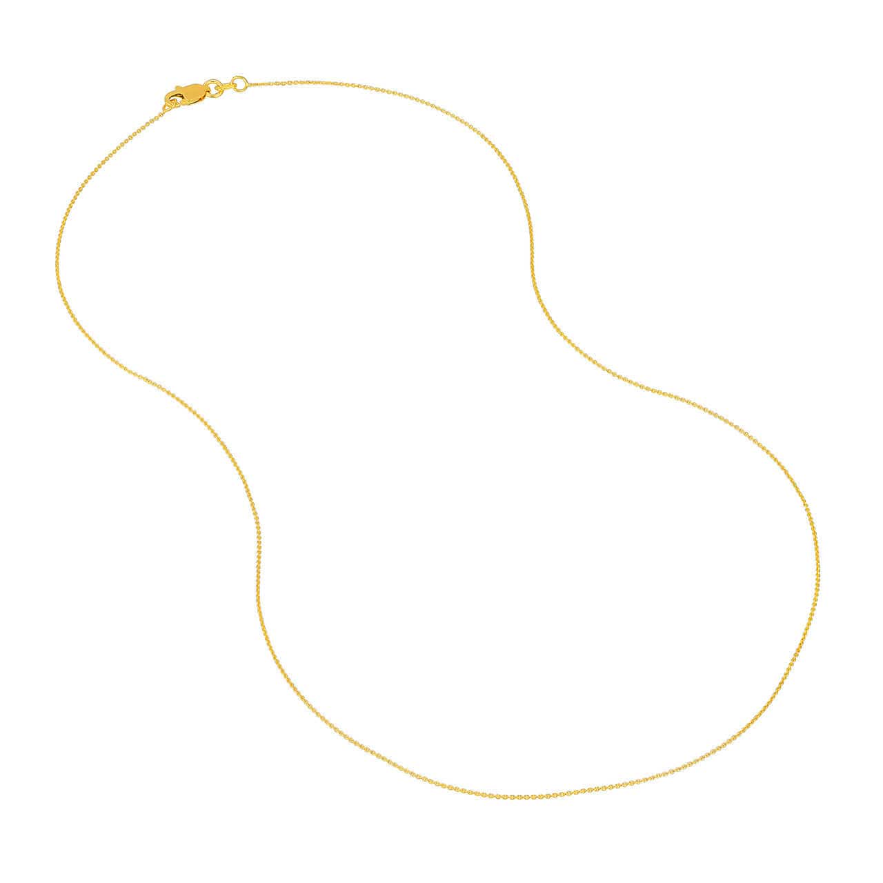 18k gold cable chain by Midas, close-up of the elegant gold chain with a smooth, polished finish.