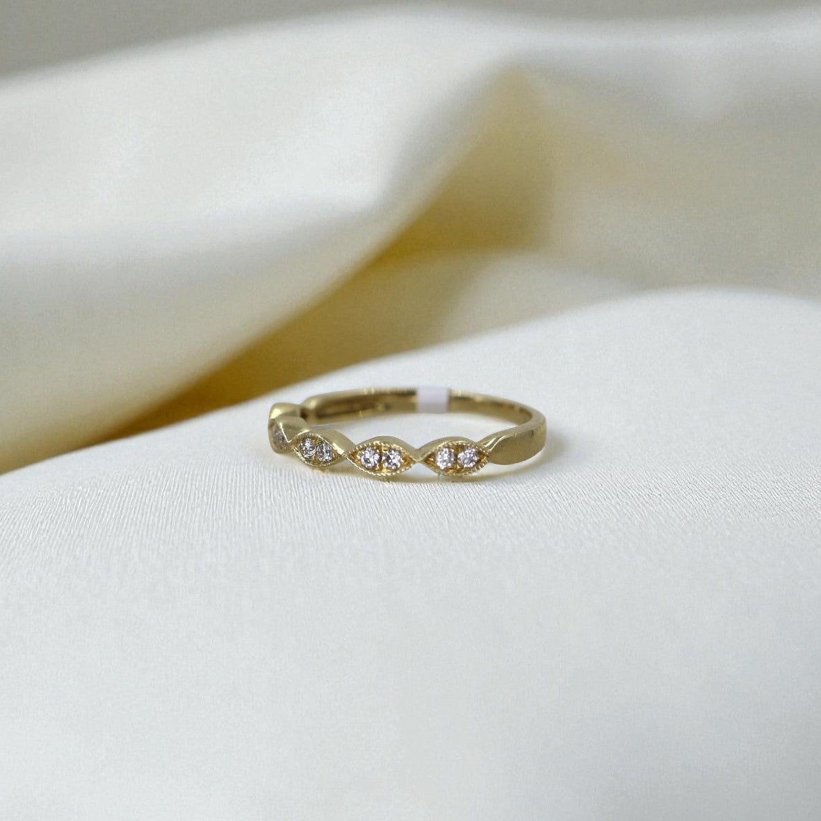 Milgrain Pavé Set Marquise Diamond Band - Petra Star