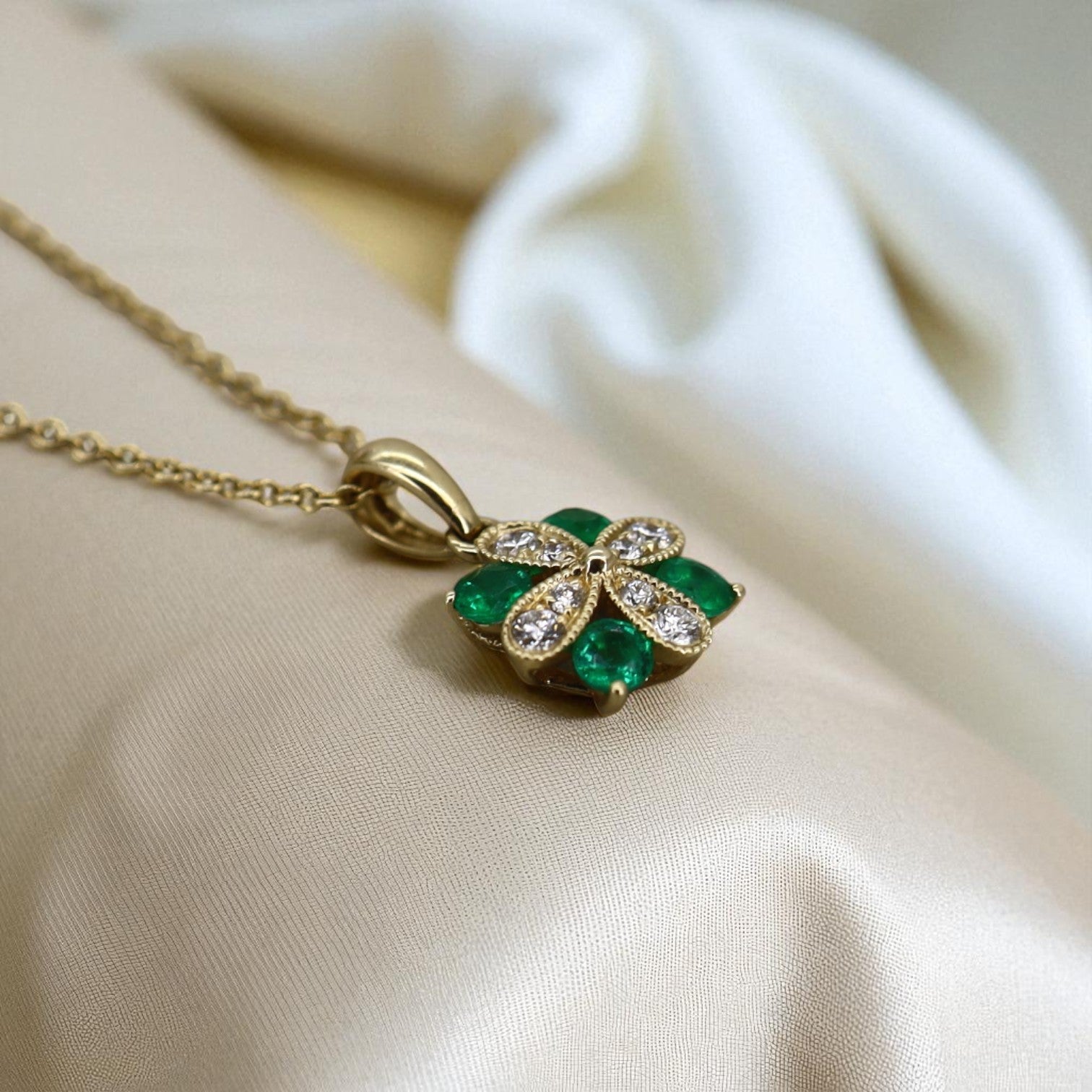 Vintage Emerald + Diamond Necklace - Petra Star