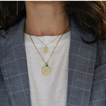 14k Gold Emerald Pendant Necklace, Circa 1990s - Petra Star