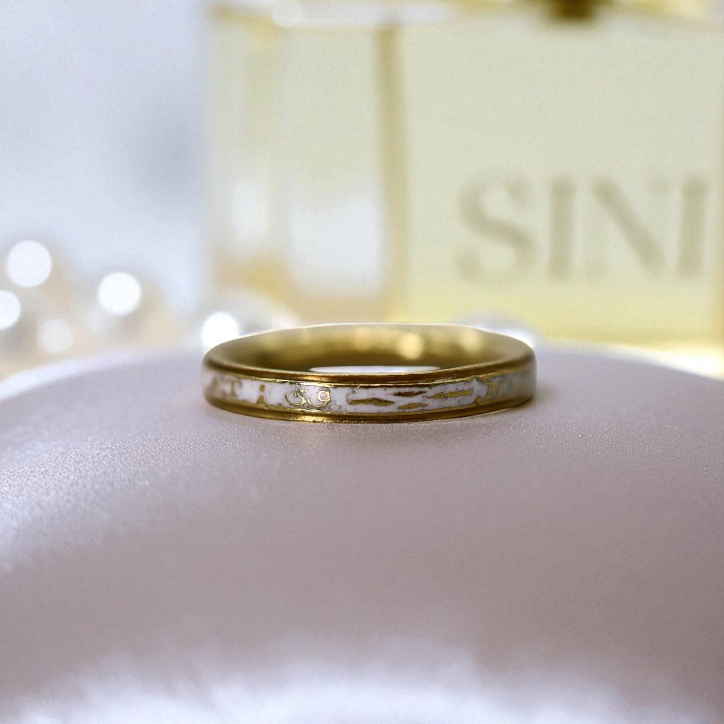 White-Enamel Georgian Memento Mori Mourning Ring - Petra Star