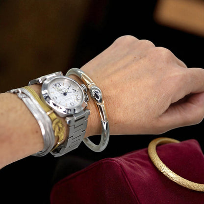 Pascal LaCroix Designer Men’s Bangle – 14k White & Rose Gold, Seamless Clasp, 60g - Petra Star