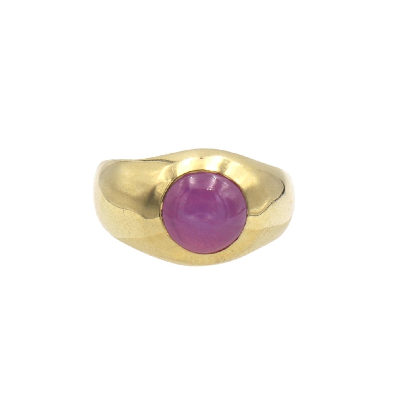 Star Ruby Ring Signet Style Estate Ring with Natural Cabochon Ruby