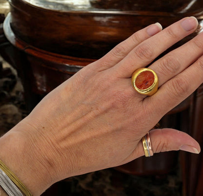 Antique Carnelian Intaglio in 22k Gold - Petra Star