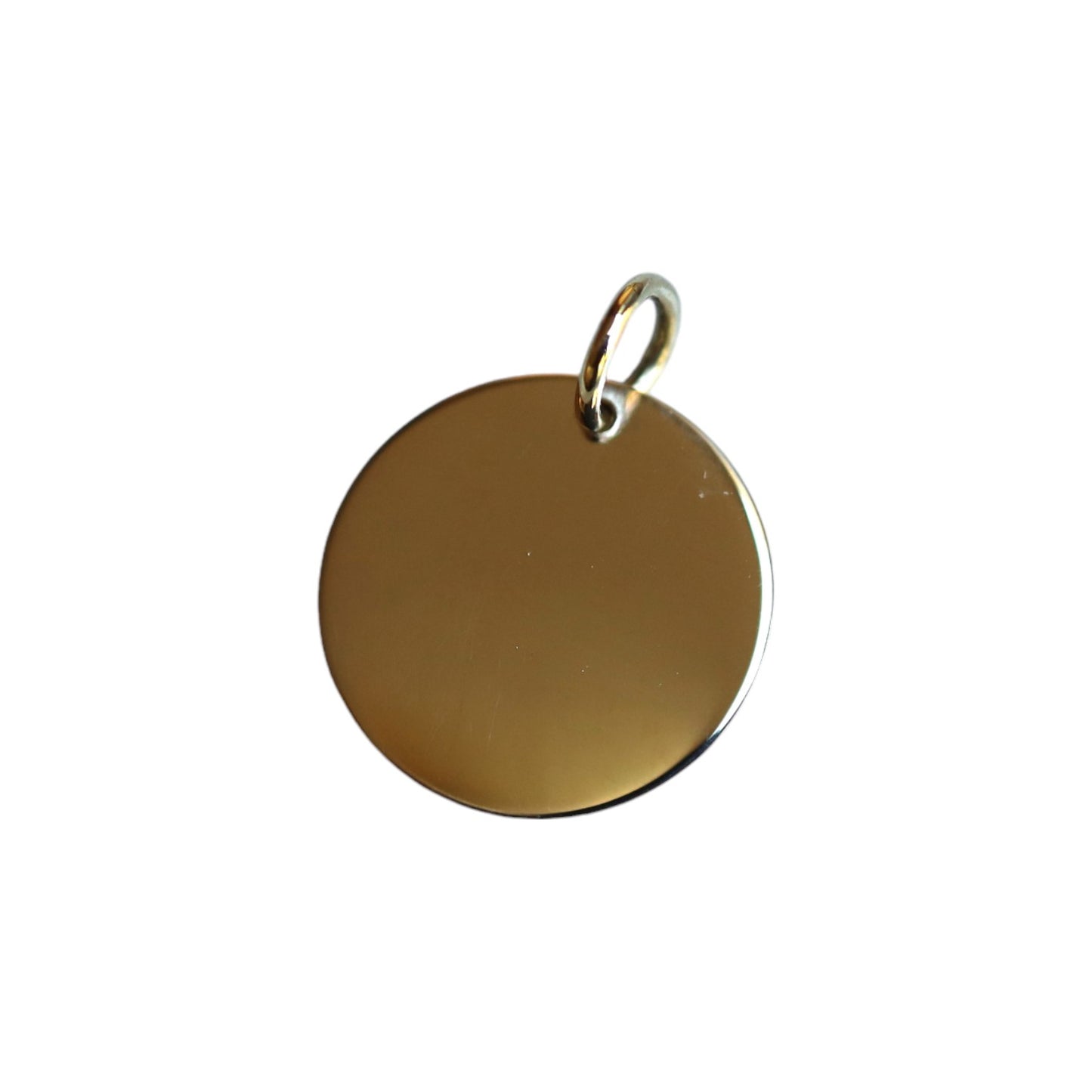 Mid Century 10k Gold Disc Pendant 20 MM x 0.72 MM thick