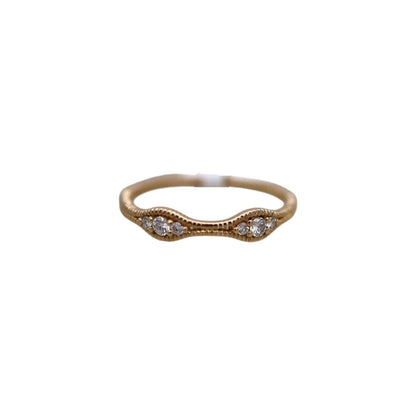 Miligrain Ribbed Diamond Band in 14k Gold