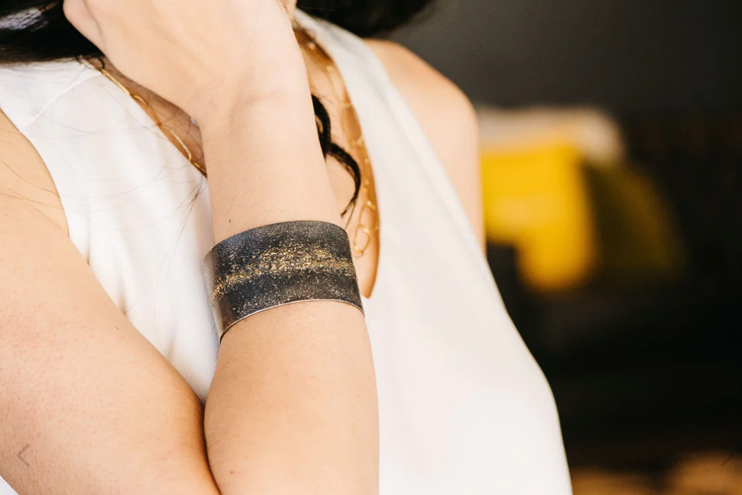 Starry Night Cuff - 22k Gold Fused with Oxidized Silver - Petra Star