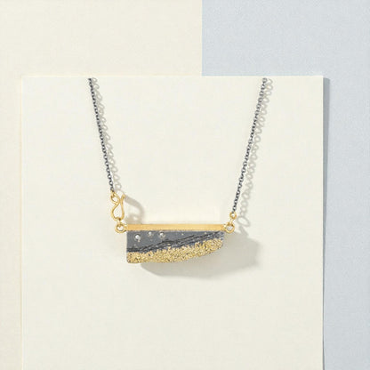 22k/18k Gold, Oxidized Silver & Reclaimed-Diamond Strata Necklace