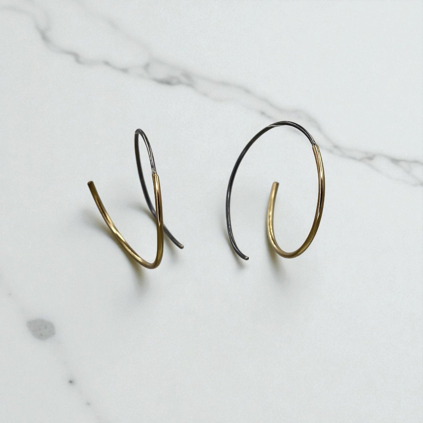 Mixed-Metal Ribbon Hoop Earrings